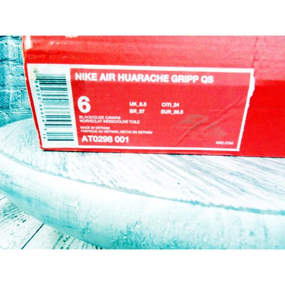 Nike Huarache Ripp QS Black/Olive Canvas Women 7.5 Men 6 Regular	New OG Box - Picture 2 of 16